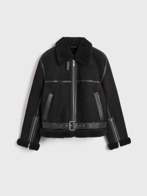 Shearling aviator jacket black