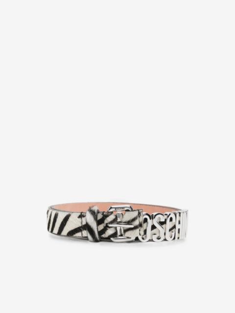 Moschino logo-lettering zebra-print belt