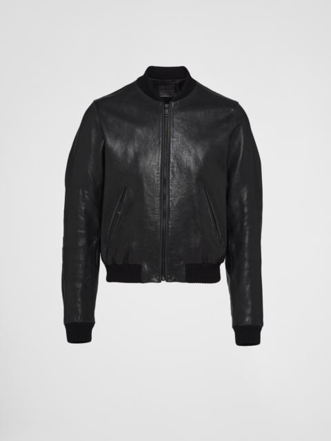 Leather bomber jacket