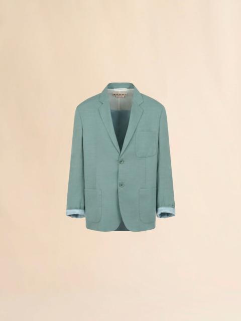 Marni GREEN SATIN SINGLE-BREASTED JACKET