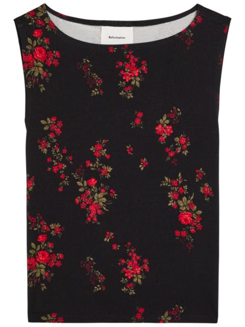 Reformation Reformation Dusk Floral-print Stretch-jersey top