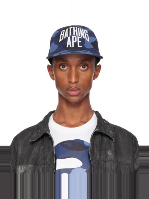 A BATHING APE® Navy Color Camo NYC Logo Mesh Cap