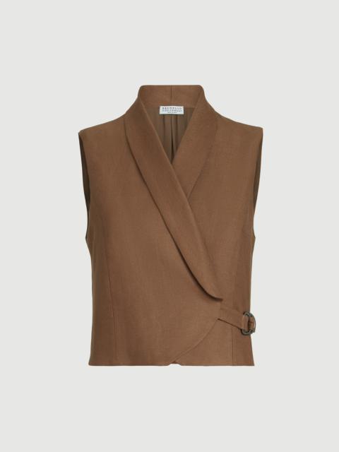 Brunello Cucinelli Linen diagonal vest with monili