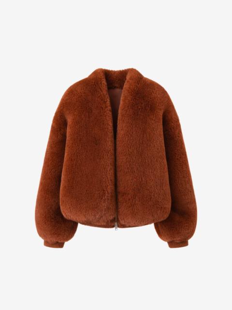 The Frankie Shop Senna Faux Fur Collarless Jacket - Bronze