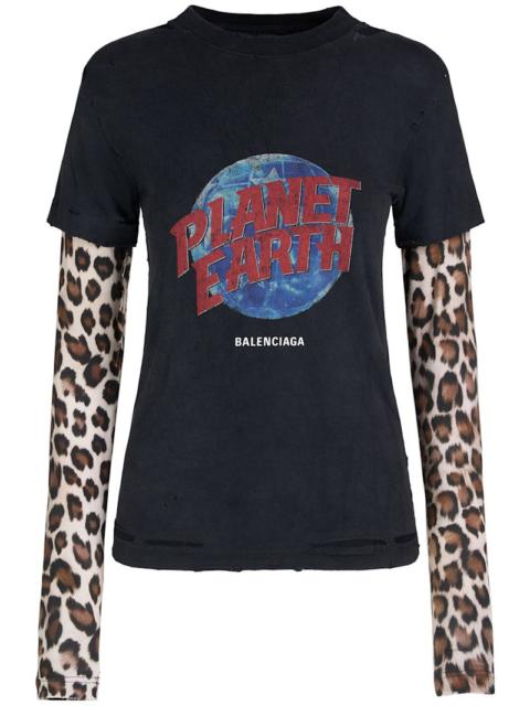 BALENCIAGA Planet Earth double sleeve t-shirt