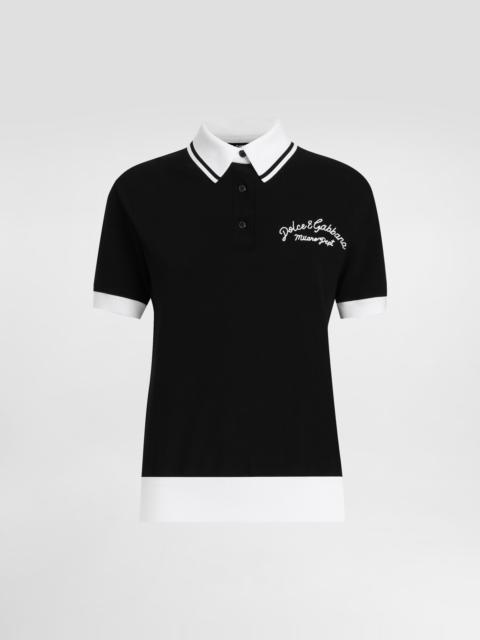 Dolce & Gabbana Short cotton piqué polo-shirt with DG logo embroidery