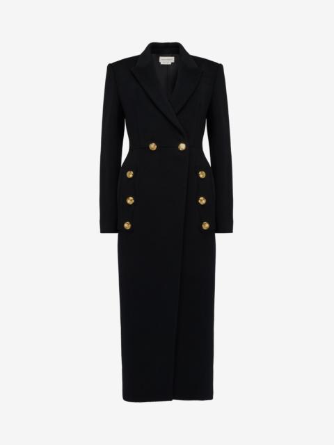 Alexander McQueen Women's Double-breasted Military Coat in Black
