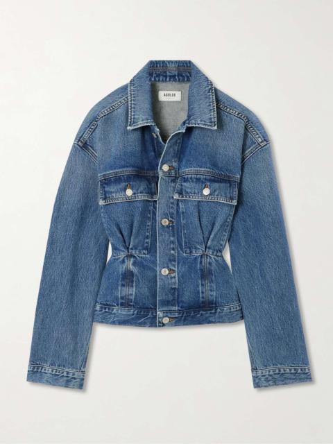 AGOLDE Zyla Cinch buckled gathered denim jacket Mid denim