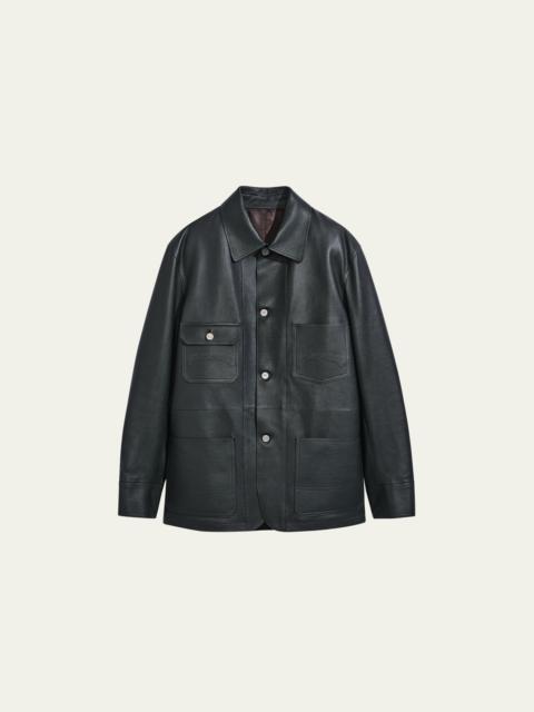 Berluti Men's Leather 4-Pocket Chore Jacket