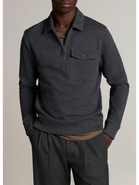 Vince Double-Knit Herringbone Wool-Cashmere Polo Sweater