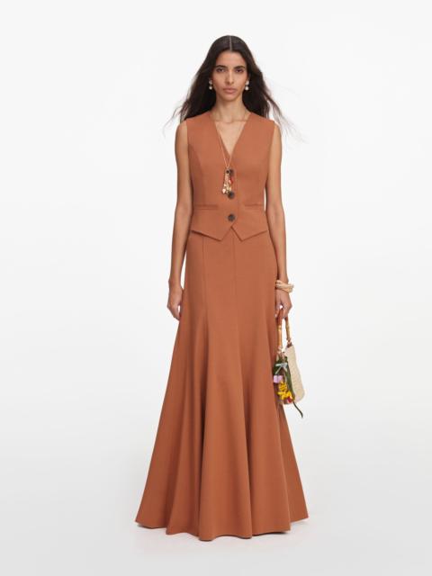 self-portrait Brown Twill Sleeveless Maxi Dress