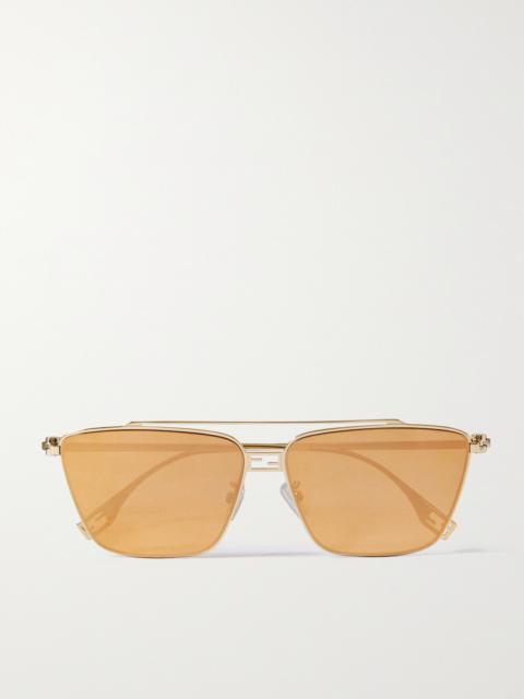 FENDI Baguette Square-frame Gold-tone Sunglasses