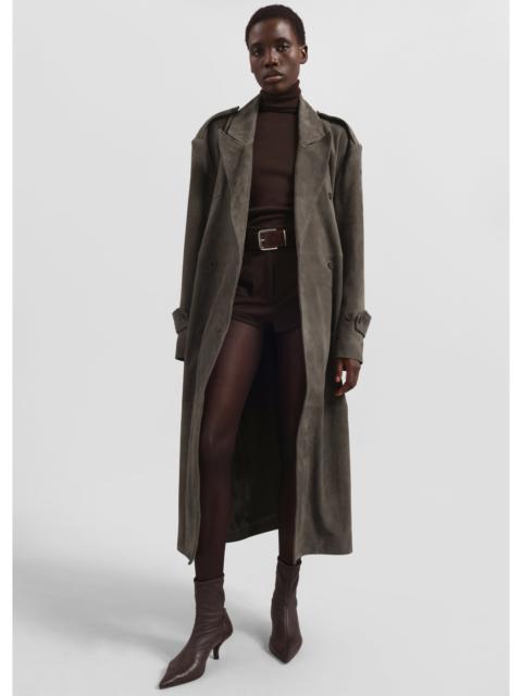 The Frankie Shop Pembroke Faux Suede Trench - Mousse