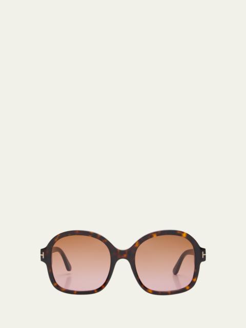 TOM FORD Delphine-02 Round Havana Acetate Sunglasses