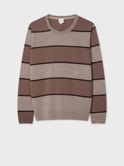 Paul Smith Brown Merino Wool Stripe Crew Neck