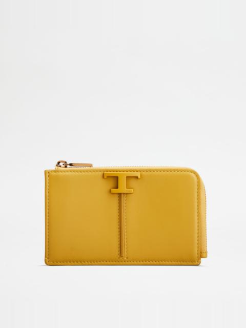 Tod's T TIMELESS KEY POUCH IN LEATHER - YELLOW