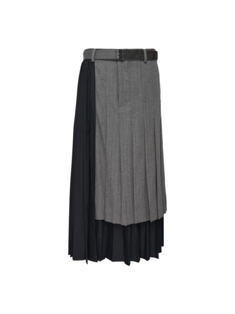 sacai Herringbone Suiting Pleated Skirt