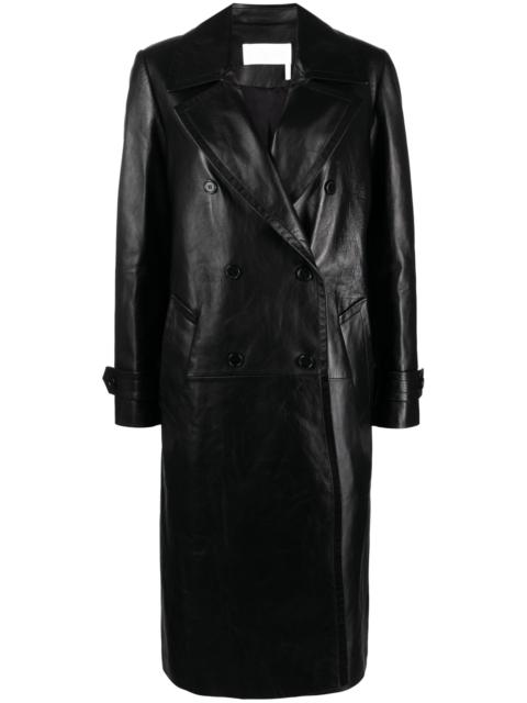 Chloé Black Double-Breasted Nappa Leather Coat