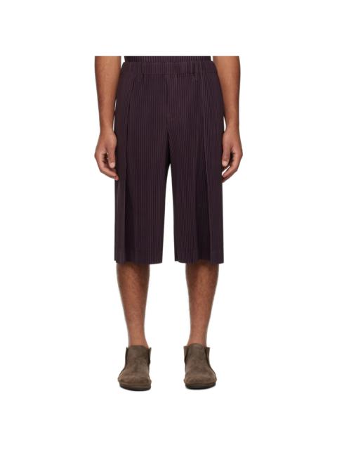 Purple Tailored Pleats 2 Shorts