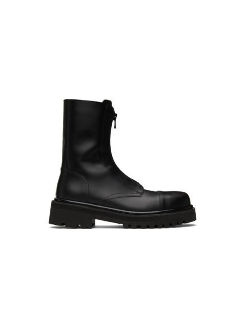 VETEMENTS Leather Zip-Up Police Combat Boots