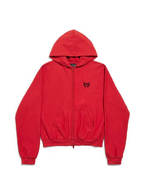 BALENCIAGA Women's Laurel Classic Zip-up Hoodie Regular Fit in Red/black