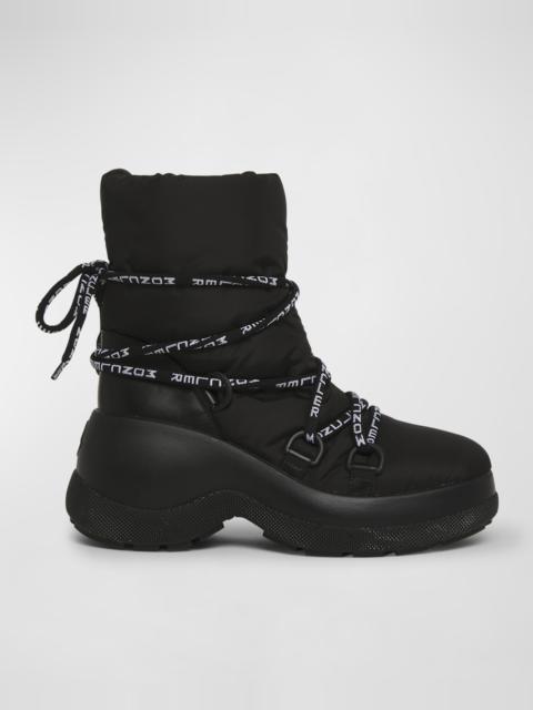 Moncler Resile Puffy Nylon Lace-Up Booties