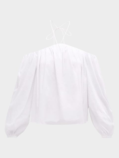 SIMONMILLER Oleander Poplin Off-Shoulder Halter Top