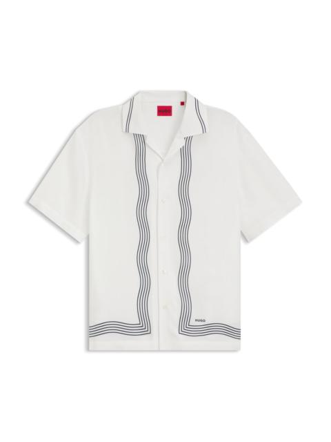 HUGO OVERSIZED-FIT PRINTED SHIRT WITH CAMP COLLAR