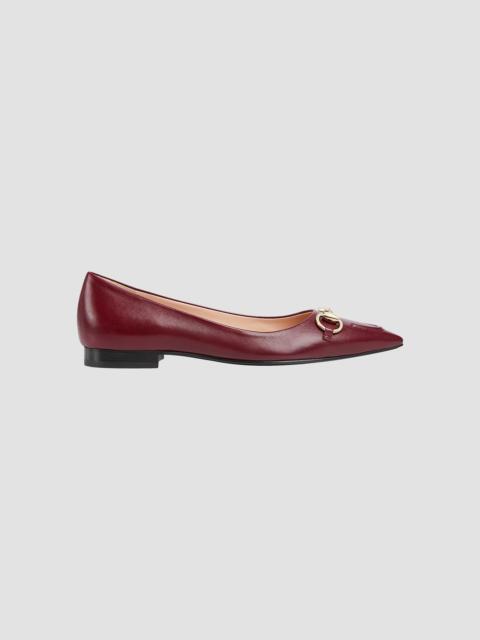 GUCCI Women's Erin Leather Ballet Flats - Red