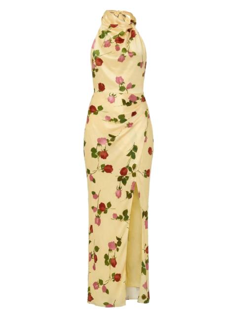 NICHOLAS Women's Galilea Halterneck Floral A-Line Gown - Fallen Roses