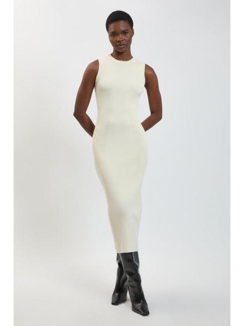 KAREN MILLEN Rib Knitted Crew Neck Midi Dress