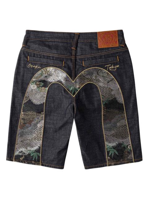 EVISU Daicock Brocade Denim Shorts
