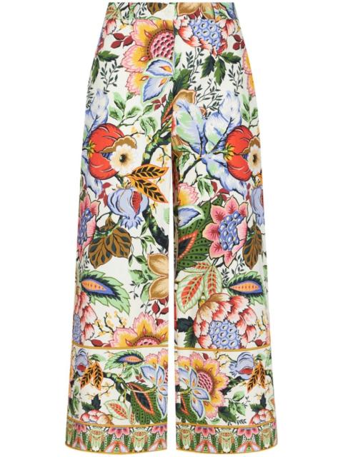 floral-print cotton poplin culottes