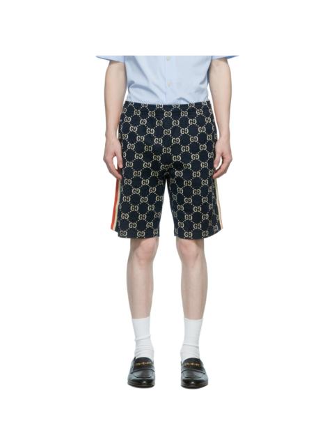 GUCCI Navy GG Jacquard Shorts