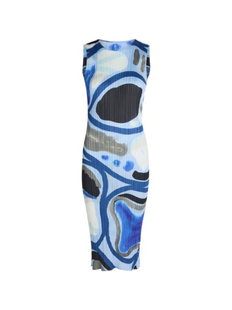 Pleats Please Issey Miyake Roll abstract-print midi dress