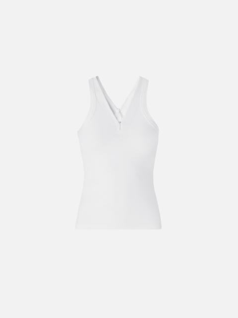 PINKO RIB-KNIT TANK TOP WITH V-NECK AND PINKO LOGO