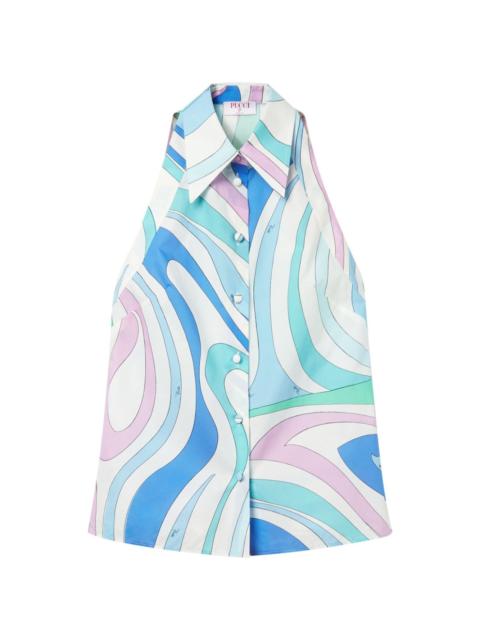 Marmo-print sleeveless shirt