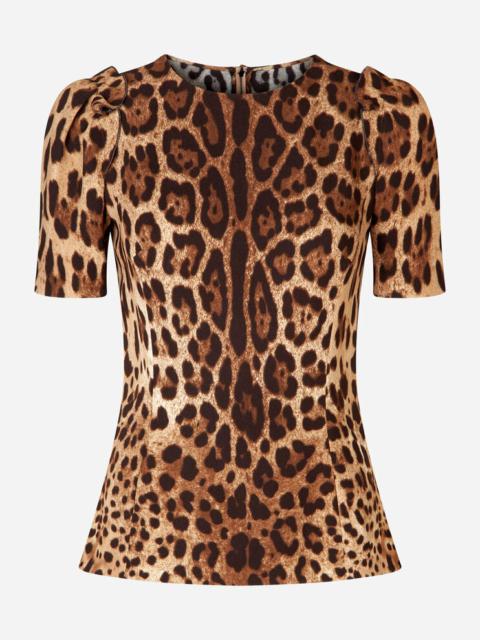 Dolce & Gabbana Short-sleeved leopard-print cady top