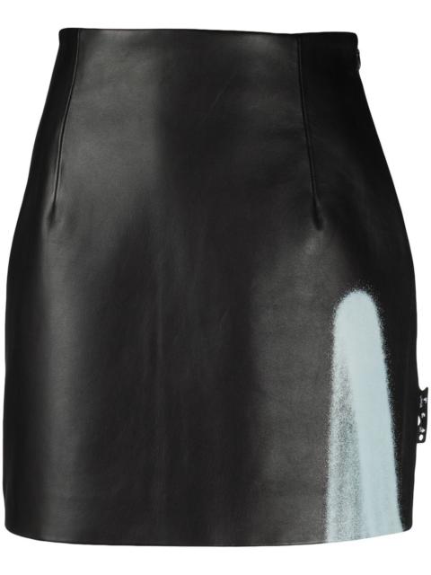 Off-White graffiti detail mini leather skirt