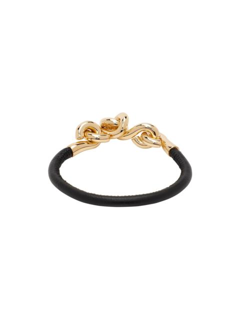 Bottega Veneta Black Loop Leather Bracelet