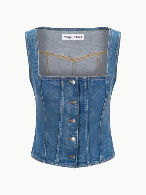 STAUD WRANGLER TRUCKER TOP INDIGO WASH