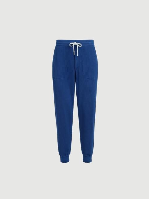 Brunello Cucinelli Cotton English rib knit trousers with zipper cuffs