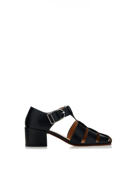Lyle Block Heel Pump in Black Nappa Leather