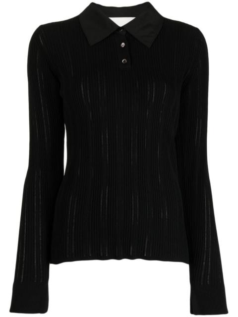 3.1 Phillip Lim Variegated ribbed-knit polo top