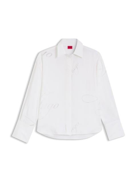 HUGO OVERSIZED-FIT BLOUSE WITH BURNOUT LOGO PRINT