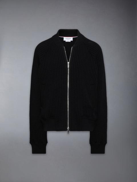 Thom Browne WOOL WAFFLE RAGLAN 4-BAR BOMBER JACKET