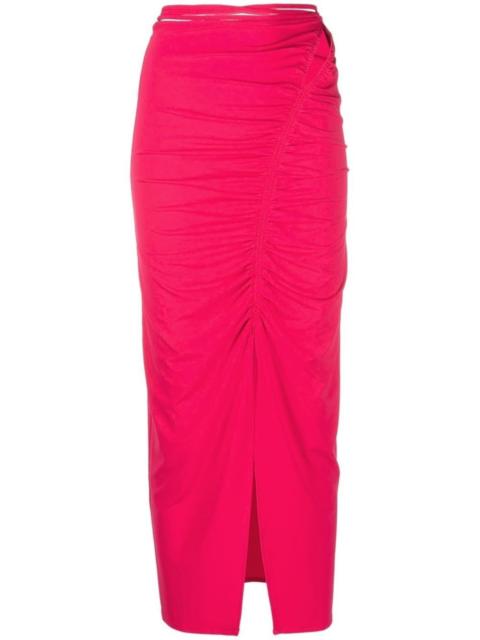 self-portrait gathered midi skirt