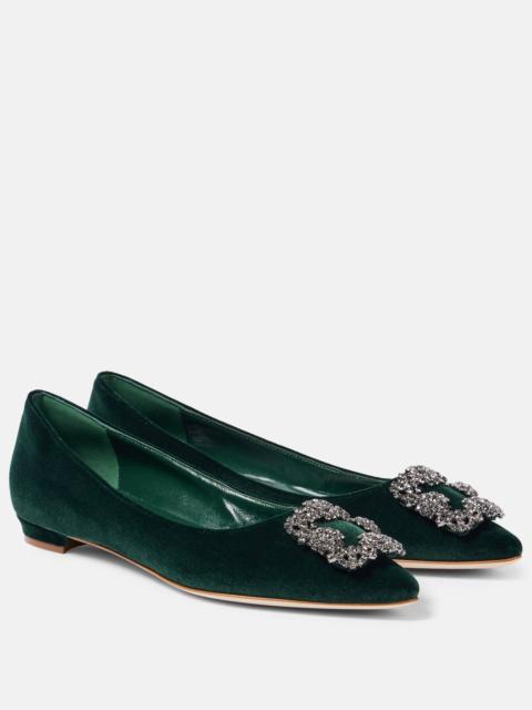 Hangisi embellished velvet ballet flats