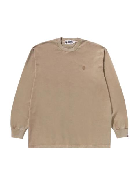 BAPE Ape Head One Point Garment Dyed Long-Sleeve Tee 'Beige'