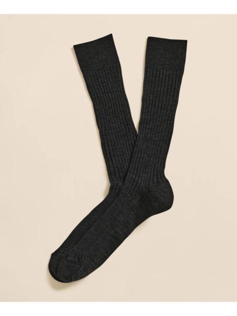 Brooks Brothers Merino Wool Blend Ribbed Socks
